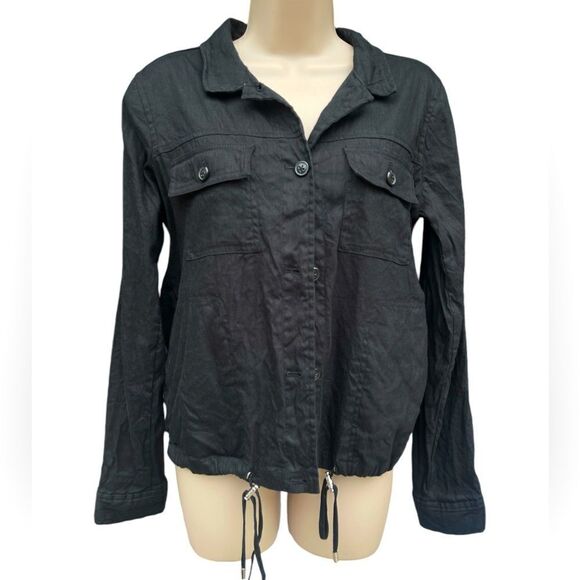 Calvin Klein Women's Drawstring-Waist Linen Jacket - Picture 1 of 4